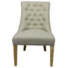 Moti Upholstery Blythe Fabric Upholstered Side Chair in Beige with Wooden Legs