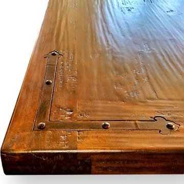Custom Made Alder Table 10'-0x5'-0 with Rustic Metal Brackets