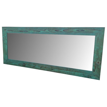 Turquoise Reclaimed Wood Mirror 53.5x22.5