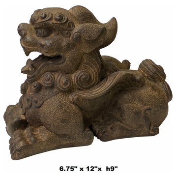 Chinese Distressed Brown Rough Marks Fengshui Pixiu Figure Hws1737