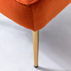 Set of 2 Accent Chair, Angled Legs With Velvet Seat & Channeled Back, Orange