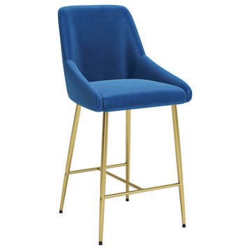 Nereo Counter Stool Set of 2, Navy Blue and Gold