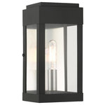 Livex Lighting - Livex Lighting 21231-04 York, 1 Light Outdoor ADA Wall Lantern, Black - The simple rectangular shape of the York collectioYork 1 Light Outdoor Black Clear Glass *UL: Suitable for wet locations Energy Star Qualified: n/a ADA Certified: YES  *Number of Lights: 1-*Wattage:60w Candelabra Base bulb(s) *Bulb Included:No *Bulb Type:Candelabra Base *Finish Type:Black