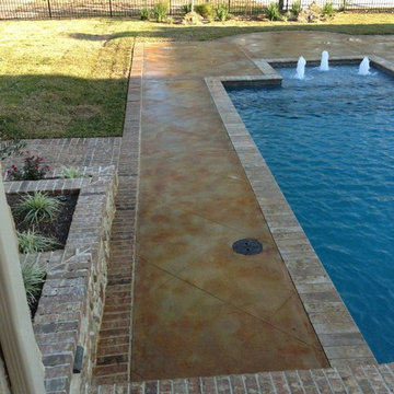 Acid Stained & Saw Cut Pattern for Pool Deck