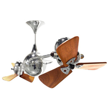 Italo Ventania Dual Ceiling Fan - Wood Blades in Polished Chrome (indoor rated)