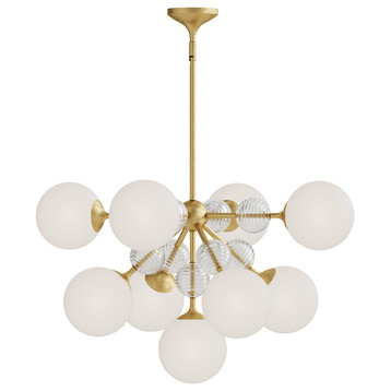 Celia Chandeliers Brushed Gold/Opal Glass D30-1/4" X H16-5/8"