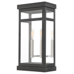 Livex Lighting - Livex Lighting 20704-04 Hopewell - 18" Two Light Outdoor Wall Lantern - The design of the Hopewell outdoor wall lantern giHopewell 18" Two Lig Black Clear Glass *UL: Suitable for wet locations Energy Star Qualified: n/a ADA Certified: n/a  *Number of Lights: Lamp: 2-*Wattage:60w Candelabra Base bulb(s) *Bulb Included:No *Bulb Type:Candelabra Base *Finish Type:Black