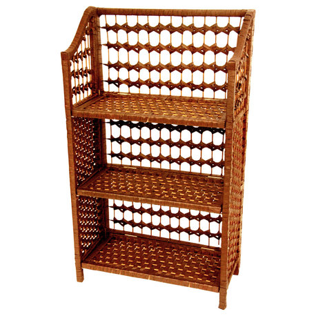 33" Natural Fiber Shelving Unit, Honey