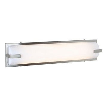 Sequoia, 25" Wall & Vanity, Fluorescent, Brushed Steel Finish With Acrylic Shade