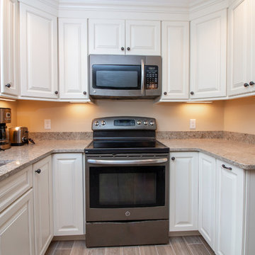 Transitional Crema & Sumatra Kitchen Remodel w/ Anatolia vintage wood floor