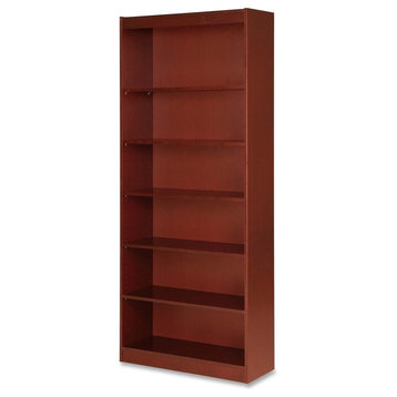 Lorell Six Shelf Panel Bookcase, 36" W X 12" D X 84" H, Veneer, Wood