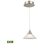 Elk Home - Elk Home Lca101-10-16M Cono 7'' Wide 1-Light Mini Pendant, Satin Nickel - Elk Home LCA101-10-16M Cono 7'' Wide 1-Light Mini Pendant - Satin Nickel. Collection: Cono. Primary Color/Finish: Satin Nickel. Primary Color/Finish Family: Silver. Primary Material: Glass. Secondary Material: Metal. Dimension(in): 7(W) x 7(Depth) x 3(H). Bulb: (1)5W (Not Included). Color Temperature: 3000K (Warm White). Shade Dimension(in): 2.8(H). Safety Rating: UL/CSA.