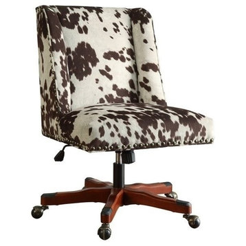 Scranton & Co Transitional Fabric Office Chair with Casters in Brown/Walnut