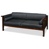 Mulan Elmwood Black Leather Sofa