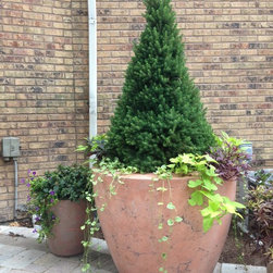 Large Concrete Drum Planters - Outdoor Pots And Planters