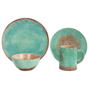 Turquoise Rust Patina Dinnerware Set