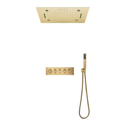 LED Musical Shower System, Hand Shower, Brushed Gold A - Phone Control Light - Showerheads And Body Sprays