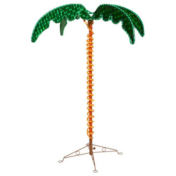 4.5' Deluxe Tropical Holographic LED Rope Lighted Palm Tree With Amber Trunk
