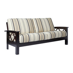 Wood Framed Sofas Houzz Handy Living Riverwood X Design Sofa With Exposed Wood Frame Brown Black Stripe