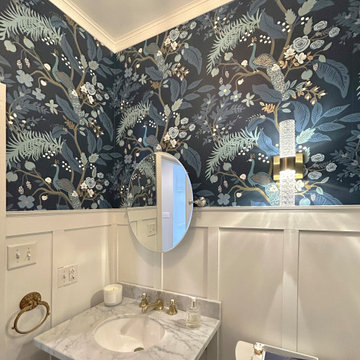 Heritage Reimagined: Powder Room with Botanical Wallpaper