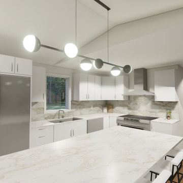 Knightway Mobile Home Reno. Kitchen Interior Design, Floor Plan, 3D Visualizatio