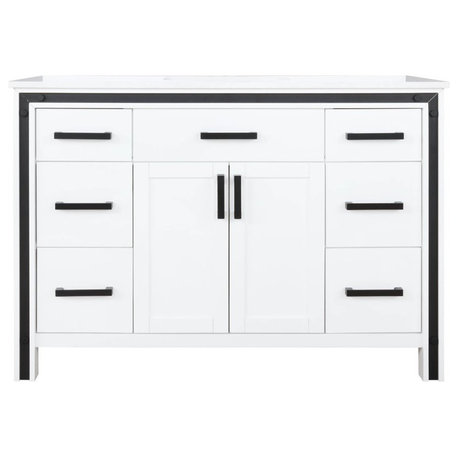 Lexora Home Ziva 48" Cultured Marble Top Single Vanity with Sink in White
