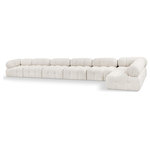 Meridian Furniture - Ames Boucle Fabric U-Shaped Modular Sectional, Cream, 7-Piece: 5 Armless Chair, 2 Corner Chair - B - Introduce a touch of modern sophistication to your living area with the exquisite Ames Boucle Fabric Sectional. With plush cream boucle fabric and unique design, it will elevate the visual appeal of your living space. This elegant and captivating sectional can be mixed and matched with other pieces from the collection to create an endless array of stunning looks. So, get ready to transform your living area into an inviting and stylish haven with the Ames Boucle Fabric Sectional.