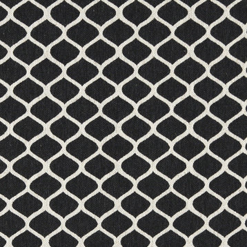 Midnight and Off White Geometric Contemporary Oval Upholstery Fabric By The Yard