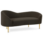 Meridian Furniture - Ritz Boucle Fabric Upholstered Loveseat, Brown - Impress family and guests alike with this Ritz Boucle Fabric Loveseat. Wrapped in a cozy brown boucle fabric, this loveseat exudes elegance and comfort. The gold metal legs add a touch of glamour to the overall design, making it a perfect addition to any modern living space. Sit back, unwind, and sink into the plush cushions of this chic and stylish loveseat.