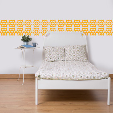 Tyles Marbled Floral, golden yellow, in dorm room