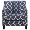 Bowery Hill Fabric Upholstered Accent Chair with Nailhead Trim in Marine Blue
