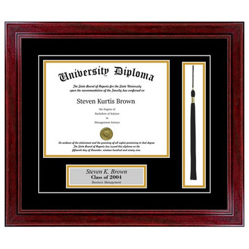 Personalized Diploma Frame with Tassel and Double Matting, Sport Cherry, 7"x9"