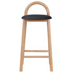 Meridian Furniture - Meridian Furniture Calvin Vegan Leather Stool, Black, Natural Finish - Make them want to stay 'till closing time when you add one or more of these Calvin vegan leather counter stools to your home bar or kitchen counter. These handsomely rugged stools have an uber modern look to them, making them well at home in a variety of decorative settings. The black vegan leather seat is soft and comfy, so folks want to sit a spell and enjoy themselves. The natural finish solid wood frame is durable and sturdy, and there's room to rest your feet around the bottom perimeter for added usability and comfort.