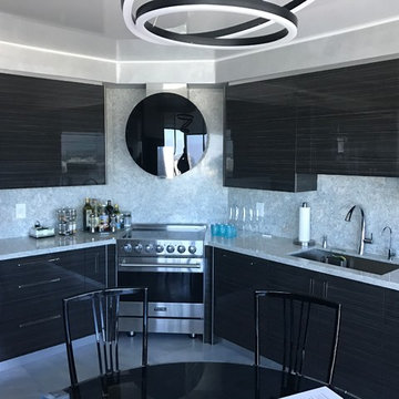 High Gloss Black Finish Kitchen by VelArt