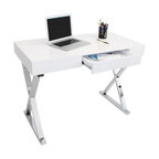 LumiSource Luster Office Desk, White and Chrome