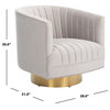 Safavieh Couture Josephine Swivel Barrel Chair, Pale Taupe/Gold