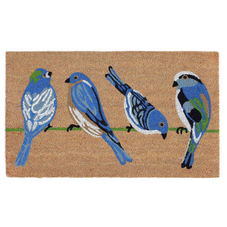 Natura Blue Birds Outdoor Mat Natural 2'x3'