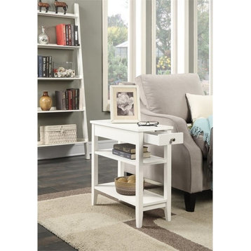 Convenience Concepts American Heritage Three Tier End Table in White Wood Finish