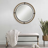 Coastal Rope Wrapped Frame Round Wall Mirror | Black 36" Vanity Rustic Cottage