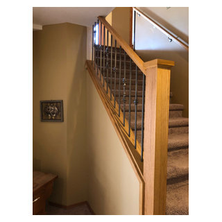 Oak Interior Railing Regina renovation - Contemporary - Staircase ...