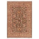 Bareens Designer Rugs - Pak Persian Cicely Green/Taupe Wool Rug - 6'0'' x 8'9'' - Designed with mesmerizing intricacy and gorgeous color palette, this hand-knotted masterpiece demonstrates the beauty and electrifying thrill of Pak Persian art. These meticulously hand-knotted Pak-Persian rug is made with pure wool and features breathtaking traditional, transitional, and tribal designs in bold luxurious color pallets. Known for their intricate designs these rugs are a reproduction of Persian rugs, made in Pakistan with unique Mughal designs. Made by master weavers using the same Persian texture, design and dying technique, we wanted to produce the most significant manifestation of Persian art, life, and culture. This rug is most famous for its exceptional quality, incredible designs, patterns, and vibrant rich color. Pak-Persian rugs made with Persian weave with high knot counts, which enables the high intricacy and detail found in the patterns are also referred to as "State of art", each color adds a rich beautiful detail in the artwork of this rug. The design, color, and beautiful chromatic composition with a vibrant sheen with intricate designs, exude beauty, elegance, and quality make this rug a masterpiece of its own.