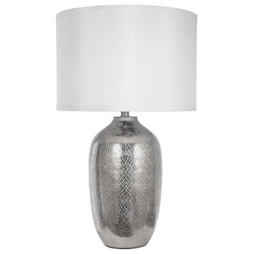 Anita 1 Light Table Lamp, Nickel and White
