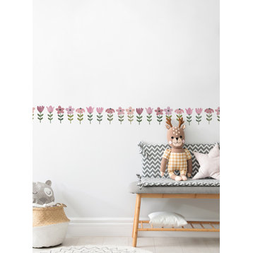 Tiny Watercolor Flower Peel and Stick Vinyl Wall Stickers, Blush Pink