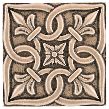 Romance Metal Insert Tile for Bathroom, Wall and Kitchen 2"x2" Bronze, Set of 8