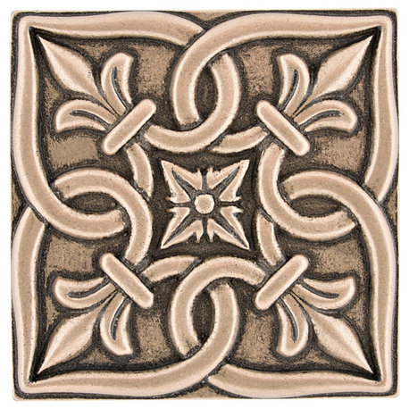 Romance Metal Insert Tile for Bathroom, Wall and Kitchen 2"x2" Bronze, Set of 8