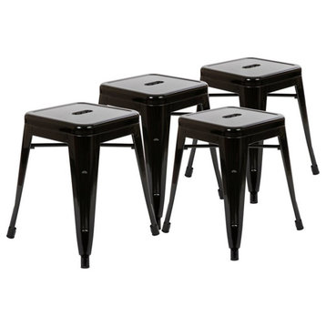 Flash Furniture 18" Stackable Metal Dining Stool in Black (Set of 4)