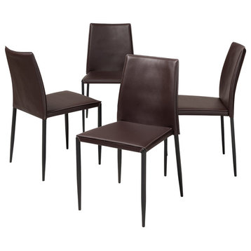 Pascha Faux Leather Upholstered Dining Chair, Set of 4, Dark Brown