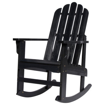 Shine Co. Marina II Cedar Wood Hydro-Tex Adirondack Rocking Chair Black 4659BK