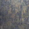 Wallpaper rustic blue gray gold Plain faux Concrete plaster, Double Roll - 55 Sq.ft