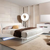 Volterra - Contemporary Floating White Bed With Lights, Cal. King